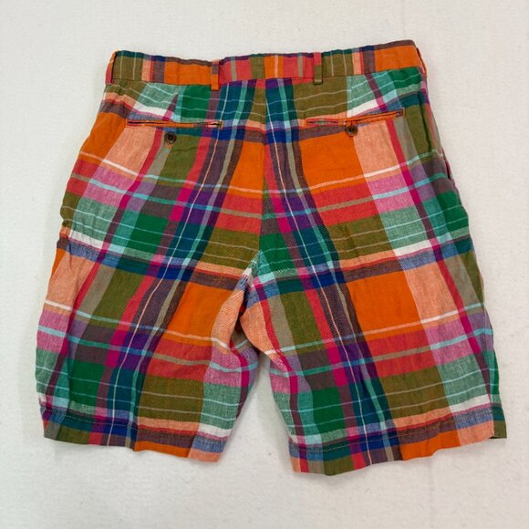 Polo Golf Ralph Lauren Men's 34 Madras Plaid 100% Linen Bermuda Shorts - Picture 2 of 15